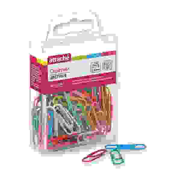 Скрепки Attache цветные металлические с полимерным покрытием овальные 28 мм (100 штук в упаковке)