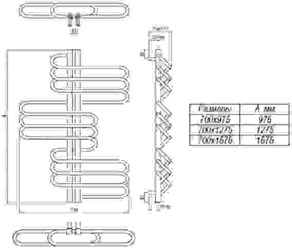 Электрический полотенцесушитель Grota Rio 700x975