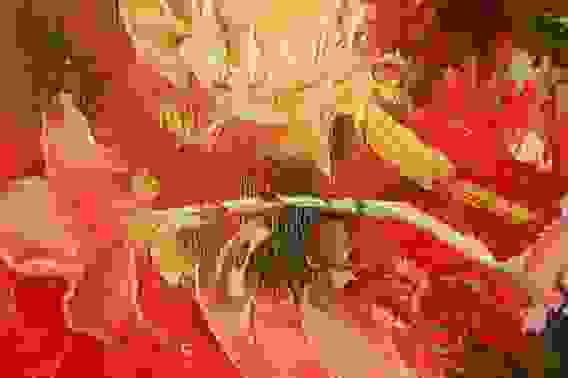 Картина маслом "Ваза и пионы"